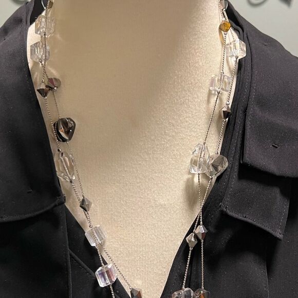 Premier Designs Elegant  “Ice Crystals Silver and Clear Beaded Necklace #PDNK1 - Picture 10 of 12